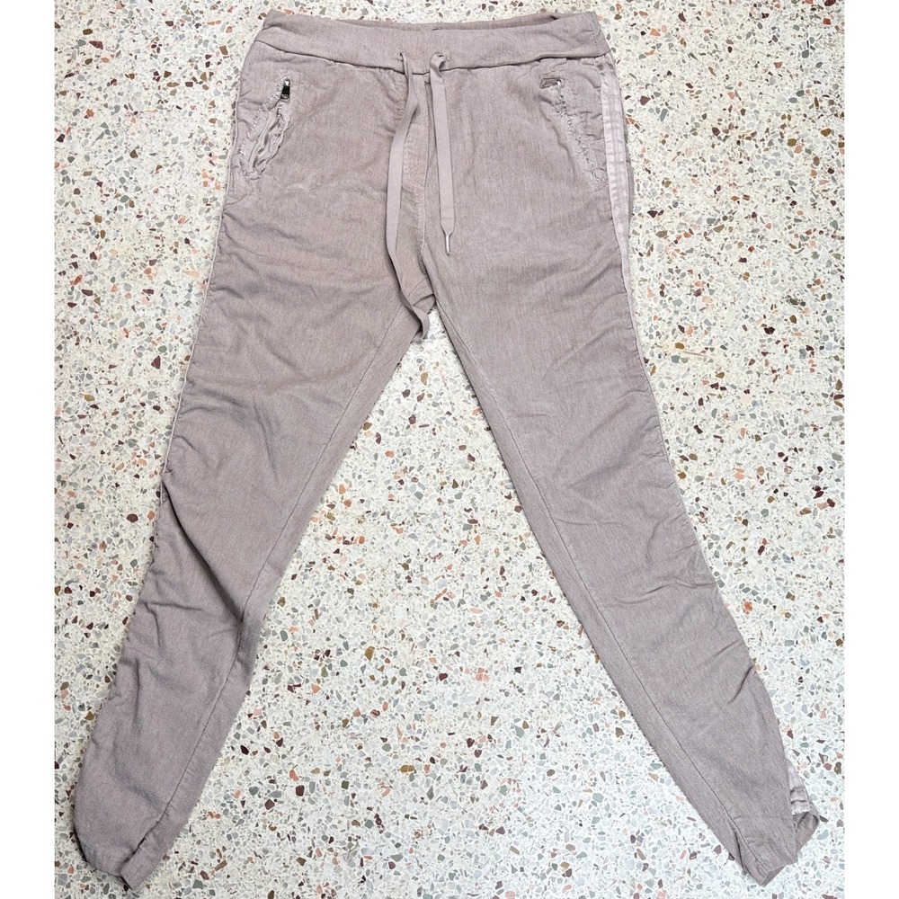 Elissia Women's Drawstring Waist Side Zipper Pockets Corduroy Pants Size Medium